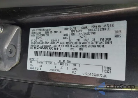 2018 Ford Escape Se from USA, damaged, VIN 1FMCU0GD6JUC18119